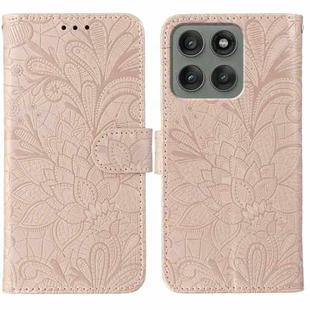 For Motorola Edge 60 Pro Lace Flower Embossing Flip Leather Phone Case(Rose Gold)