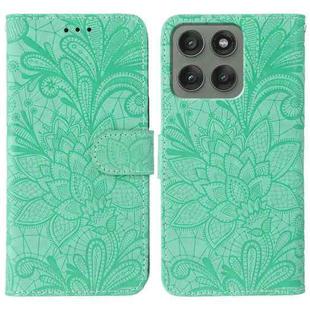 For Motorola Edge 60 Pro Lace Flower Embossing Flip Leather Phone Case(Green)