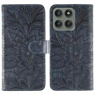 For Motorola Edge 60 Pro Lace Flower Embossing Flip Leather Phone Case(Dark Blue)