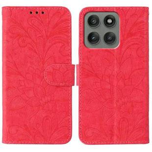 For Motorola Edge 60 Pro Lace Flower Embossing Flip Leather Phone Case(Red)