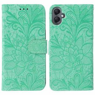 For Samsung Galaxy A05 Lace Flower Embossing Flip Leather Phone Case(Green)