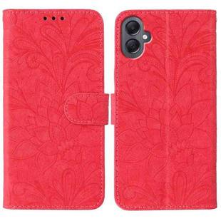 For Samsung Galaxy A05 Lace Flower Embossing Flip Leather Phone Case(Red)