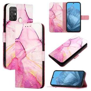 For ZTE Blade A52 PT003 Marble Pattern Flip Leather Phone Case(Pink Purple Gold)