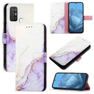 For ZTE Blade A52 PT003 Marble Pattern Flip Leather Phone Case(White Purple)