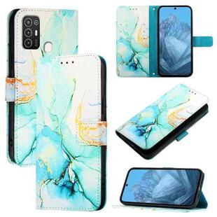 For ZTE Blade A52 PT003 Marble Pattern Flip Leather Phone Case(Green)