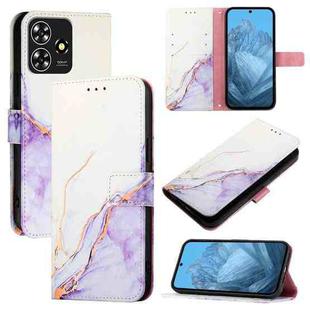 For ZTE Blade A73 4G PT003 Marble Pattern Flip Leather Phone Case(White Purple)