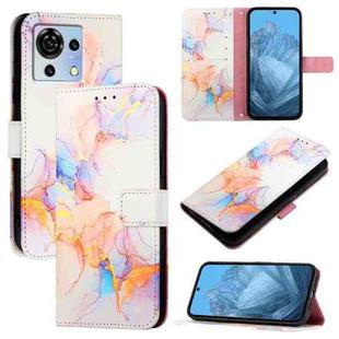 For ZTE Blade V50 Vita PT003 Marble Pattern Flip Leather Phone Case(Galaxy Marble White)