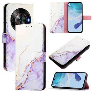 For ZTE Blade A75 5G / Nubia Focus PT003 Marble Pattern Flip Leather Phone Case(White Purple)