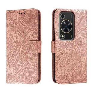 For Huawei Enjoy 70 Lace Flower Embossing Flip Leather Phone Case(Rose Gold)