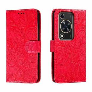 For Huawei Enjoy 70 Lace Flower Embossing Flip Leather Phone Case(Red)