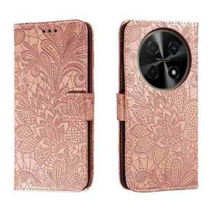 For Huawei Enjoy 70 Pro Lace Flower Embossing Flip Leather Phone Case(Rose Gold)