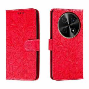 For Huawei Enjoy 70 Pro Lace Flower Embossing Flip Leather Phone Case(Red)