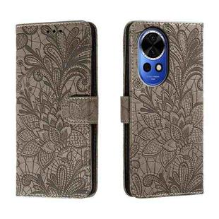 For Huawei Nova 12 Lace Flower Embossing Flip Leather Phone Case(Grey)