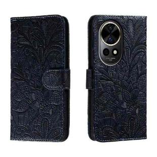 For Huawei Nova 12 Pro Lace Flower Embossing Flip Leather Phone Case(Dark Blue)