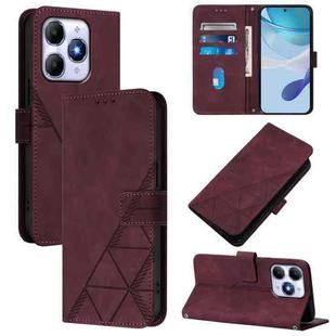 For Itel A90 Crossbody 3D Embossed Flip Leather Phone Case(Wine Red)