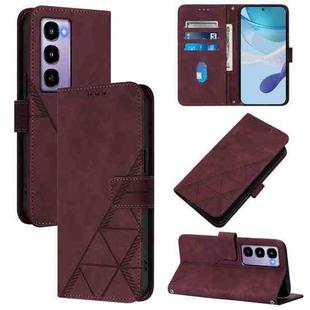 For Itel City 100 Crossbody 3D Embossed Flip Leather Phone Case(Wine Red)