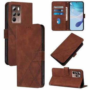 For HTC U24 Pro Crossbody 3D Embossed Flip Leather Phone Case(Brown)