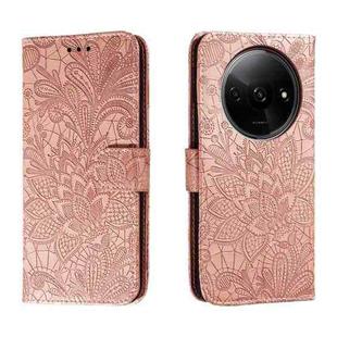 For Xiaomi Redmi A3 Lace Flower Embossing Flip Leather Phone Case(Rose Gold)