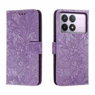 For Xiaomi Redmi K70 Lace Flower Embossing Flip Leather Phone Case(Purple)