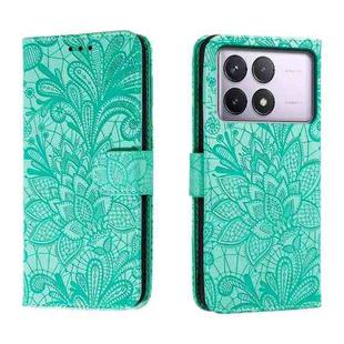 For Xiaomi Redmi K70 Lace Flower Embossing Flip Leather Phone Case(Green)