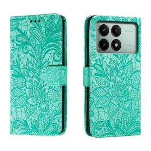 For Xiaomi Redmi K70E Lace Flower Embossing Flip Leather Phone Case(Green)