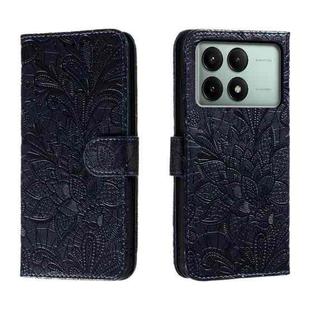 For Xiaomi Redmi K70E Lace Flower Embossing Flip Leather Phone Case(Dark Blue)