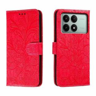 For Xiaomi Redmi K70E Lace Flower Embossing Flip Leather Phone Case(Red)
