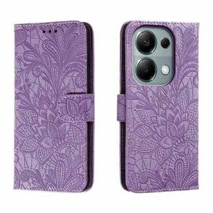 For Xiaomi Redmi Note 13 Pro 4G Lace Flower Embossing Flip Leather Phone Case(Purple)