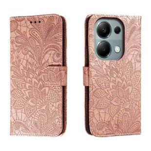 For Xiaomi Redmi Note 13 Pro 4G Lace Flower Embossing Flip Leather Phone Case(Rose Gold)