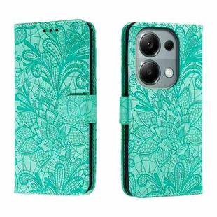 For Xiaomi Redmi Note 13 Pro 4G Lace Flower Embossing Flip Leather Phone Case(Green)