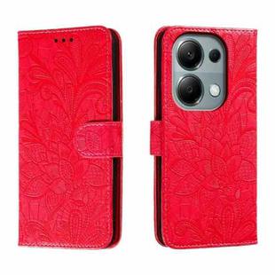 For Xiaomi Redmi Note 13 Pro 4G Lace Flower Embossing Flip Leather Phone Case(Red)