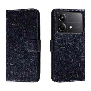 For Xiaomi Redmi Note 13R Pro Lace Flower Embossing Flip Leather Phone Case(Dark Blue)