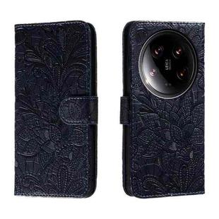 For Xiaomi 14 Ultra Lace Flower Embossing Flip Leather Phone Case(Dark Blue)