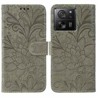 For Xiaomi 13T / 13T Pro Lace Flower Embossing Flip Leather Phone Case(Grey)