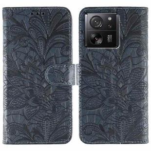 For Xiaomi 13T / 13T Pro Lace Flower Embossing Flip Leather Phone Case(Dark Blue)