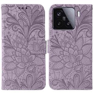 For Xiaomi 15 Lace Flower Embossing Flip Leather Phone Case(Purple)