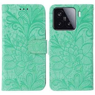 For Xiaomi 15 Lace Flower Embossing Flip Leather Phone Case(Green)