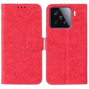For Xiaomi 15 Lace Flower Embossing Flip Leather Phone Case(Red)