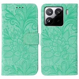 For Xiaomi 15 Pro Lace Flower Embossing Flip Leather Phone Case(Green)