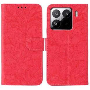 For Xiaomi 15 Pro Lace Flower Embossing Flip Leather Phone Case(Red)
