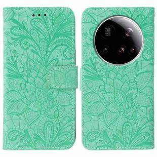 For Xiaomi 15 Ultra Lace Flower Embossing Flip Leather Phone Case(Green)