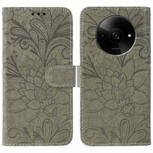 For Xiaomi Poco C61 4G Global Lace Flower Embossing Flip Leather Phone Case(Grey)