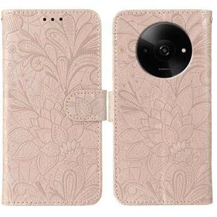 For Xiaomi Poco C61 4G Global Lace Flower Embossing Flip Leather Phone Case(Rose Gold)