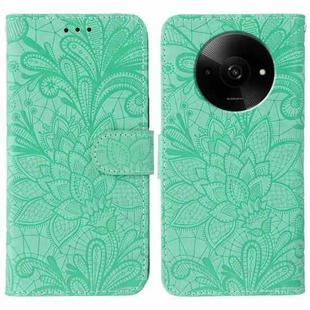 For Xiaomi Poco C61 4G Global Lace Flower Embossing Flip Leather Phone Case(Green)