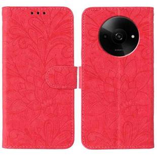 For Xiaomi Poco C61 4G Global Lace Flower Embossing Flip Leather Phone Case(Red)