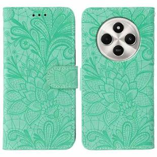 For Xiaomi Poco C75 4G / Poco M7 Lace Flower Embossing Flip Leather Phone Case(Green)