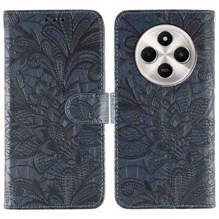For Xiaomi Poco C75 4G / Poco M7 Lace Flower Embossing Flip Leather Phone Case(Dark Blue)