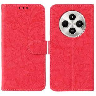 For Xiaomi Poco C75 4G / Poco M7 Lace Flower Embossing Flip Leather Phone Case(Red)