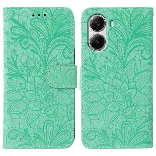 For Xiaomi Poco X7 Pro Lace Flower Embossing Flip Leather Phone Case(Green)
