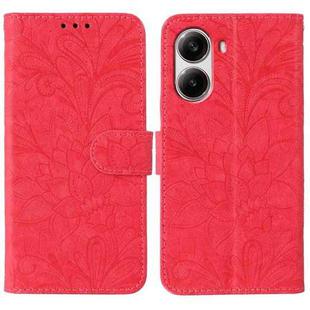 For Xiaomi Poco X7 Pro Lace Flower Embossing Flip Leather Phone Case(Red)